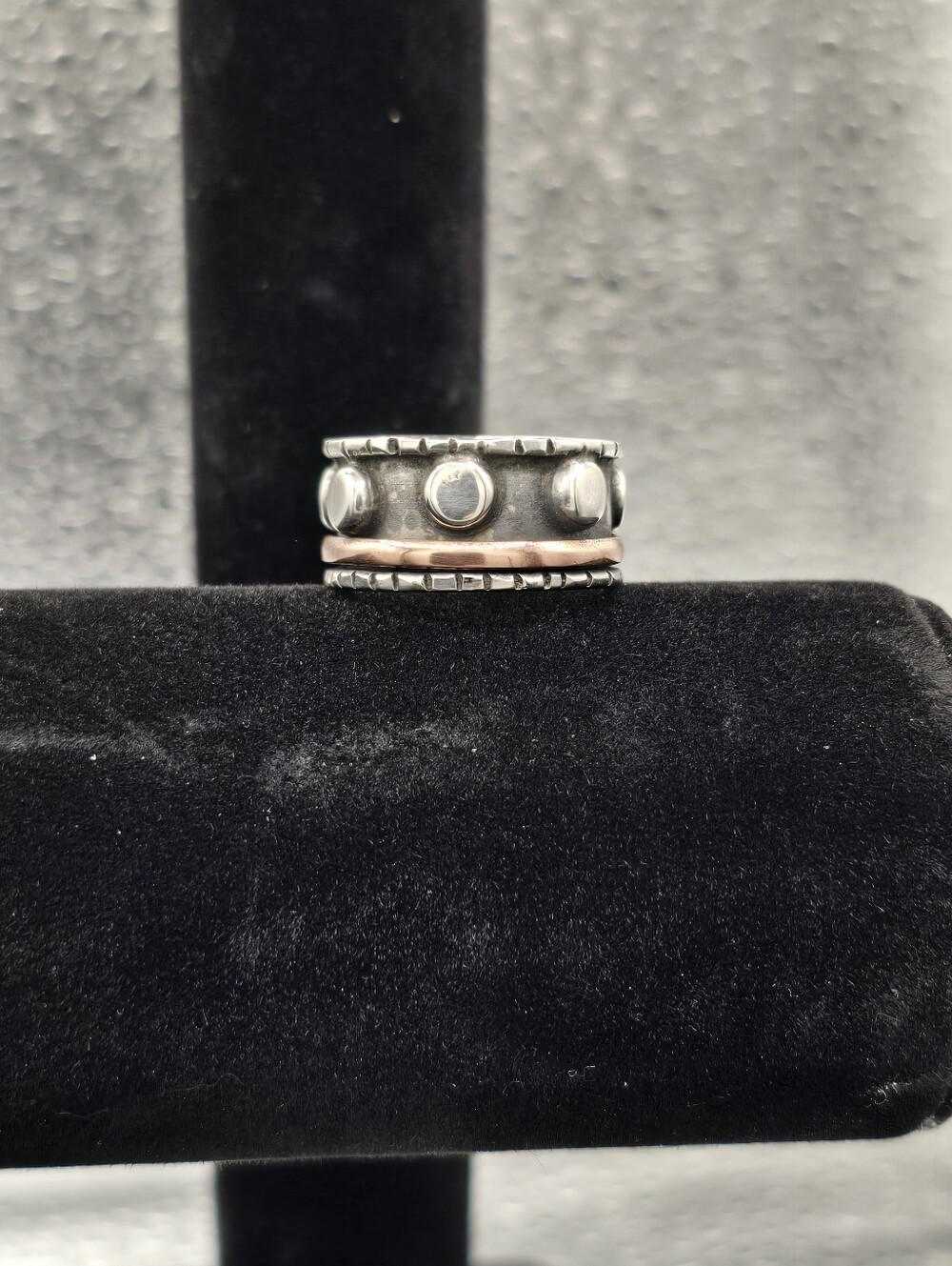 Vintage Sterling Silver with Copper Accent Size 8 Ring Made In Mexico